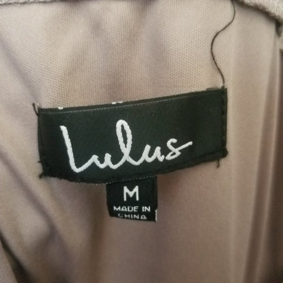 LULU'S Air of Romance Taupe Maxi Dress Gown Halter Neck Flowy Prom Wedding Med - Picture 7 of 9